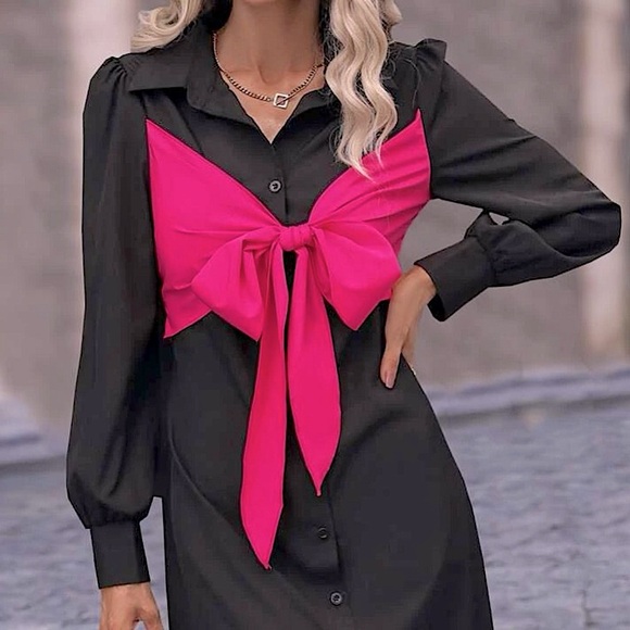 Fall Line Women’s BowTie Shirt Dress - Picture 12 of 16